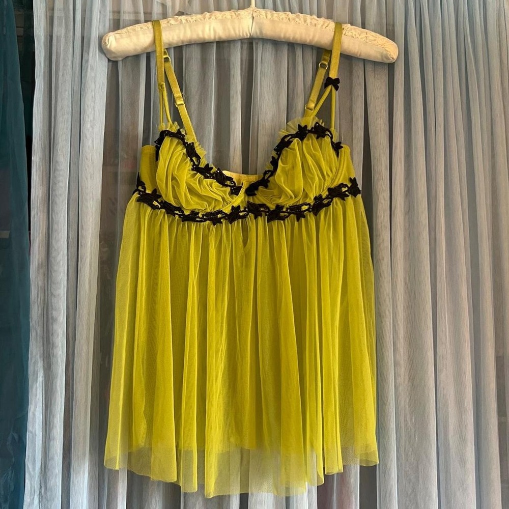 Lime Green Mesh Babydoll Slip Top